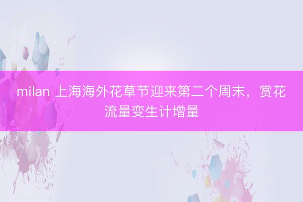 milan 上海海外花草节迎来第二个周末，赏花流量变生计增量